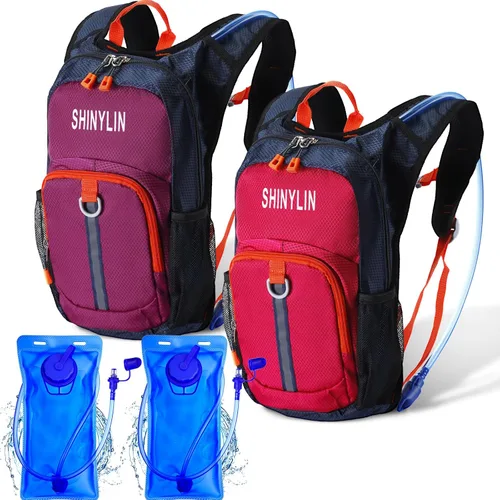 Shinylin 2 piezas mochila de hidratación para niños con bolsa de agua de 1.5l mochila ligera para niños para senderismo mochila de agua para niños