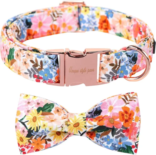 Miniatura 38 de Unique style paws Collar de perro para el día de San Valentín con lazo de flores, collar de cachorro de corazón azul, el mejor regalo para niños