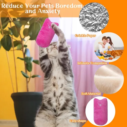 Miniatura 2 de Seyezo Juguetes para gatos de interior, 5 unidades, juguetes esponjosos para jugar, juguetes interactivos para gatitos, juguetes de dentición