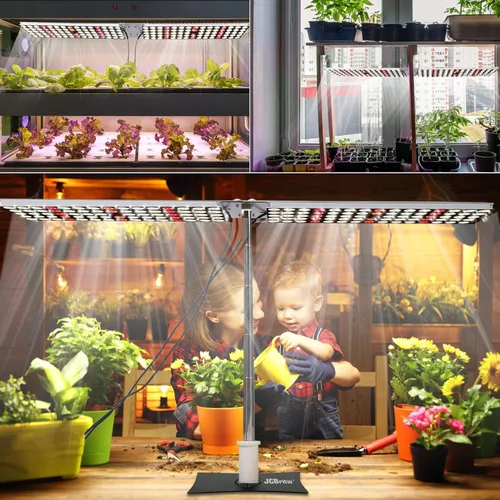 Miniatura 5 de Panel de luz LED de cultivo de 100 W, luz ajustable para plantas, color blanco con espectro completo IR lámpara de cultivo en soporte para plantas