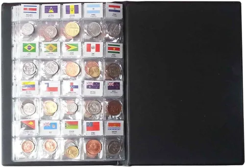 Miniatura 3 de Kit de iniciación para colección de monedas, 120 países, 100% original original/moneda del mundo con álbum de recolección de cuero etiquetado por