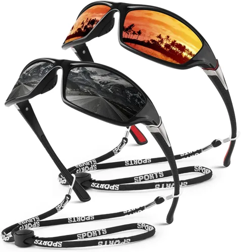 Miniatura 34 de WEAROYO - Gafas de sol polarizadas deportivas para hombres y mujeres, gafas de pesca y conducción rectangulares, protección UV400 C Negro Rojo