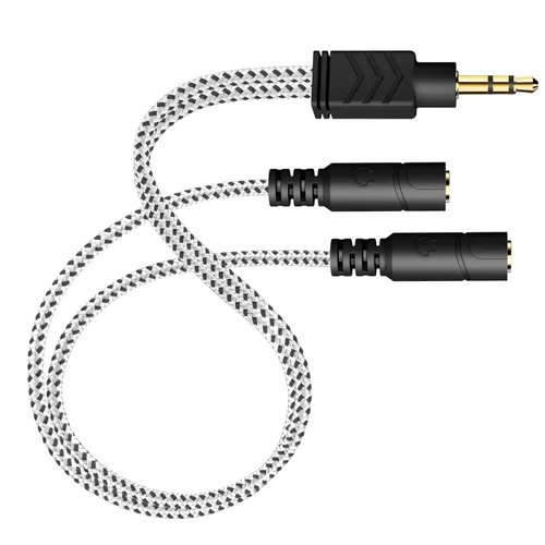 Miniatura 13 de DUKABEL Divisor de auriculares, cable divisor de 0.138 in para auriculares [trenzado fino y chapado en oro], cable auxiliar de audio estéreo en Y