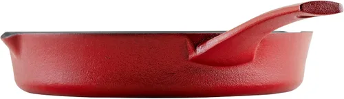 Miniatura 11 de Rachael Ray NITRO - Sartén de hierro fundido con mango auxiliar y boquillas de vertido, 10 pulgadas, color rojo