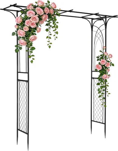 Miniatura 12 de VINGLI Cenador de jardín, arco para fiesta de ceremonia de boda, decoración de jardín de Navidad, enrejado de jardín de acero para escalada