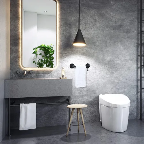 Miniatura 2 de HouseAid Toallero industrial de 9 pulgadas, toallero de mano de hierro para granja, barra de toalla de estilo vintage para baño, montaje en pared