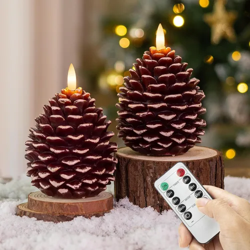 Miniatura 15 de Velas de Árbol de Navidad con Control Remoto, Velas Navideñas Sin Llama con Cadena de Estrellas de Hadas Incorporadas, Velas Operadas por Batería