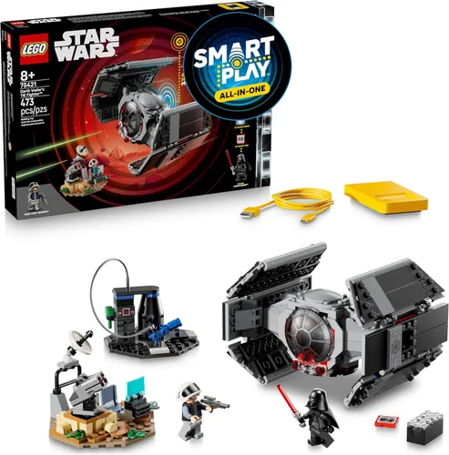 LEGO Star Wars SMART Play: Darth Vader TIE Fighter - Juguete interactivo de construcción todo en uno - Reacciona a cómo te mueves y juegas con un