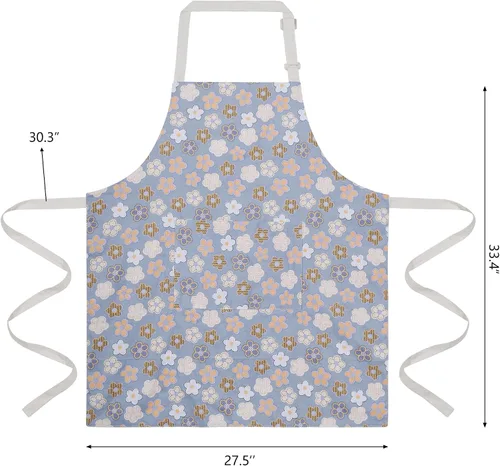 Miniatura 5 de Aoomzoon Delantales de cocina para mujer con 2 bolsillos, delantal ajustable vintage de doble cara para jardinería, cocina, arte, pintura