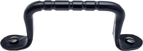 Tirador o manija decorativa de hierro forjado a mano de 4.5 pulgadas | Serie Farmhouse Acabado negro | para cofres, armarios, baúles y puertas