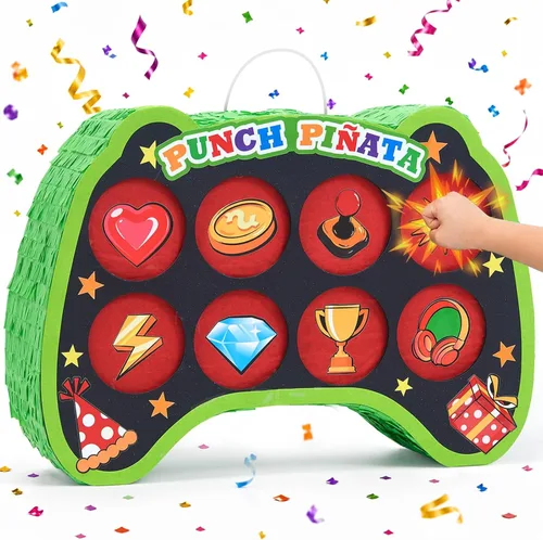 Miniatura 51 de WERNNSAI - Piñata de controlador de videojuegos, suministros para fiestas, paquete con venda y bate para niños, temática de juegos, fiesta