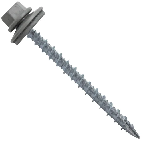 Miniatura 33 de 10 tornillos para techos de metal gris ABC de 2-1/2 pulgadas, cabezal de arandela hexagonal, arranque automático/roscado, arandela EPDM. 1 bolsa