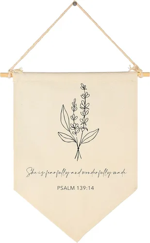 Miniatura 9 de FYSIA Versículo bíblico de las Escrituras para guardería, decoración botánica cristiana, banderín colgante, banderín, bandera de pared, decoración