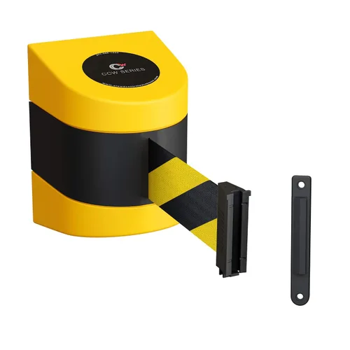 Miniatura 6 de Crowd Control Warehouse - Barrera de cinturón retráctil de montaje en pared fija Serie CCW WMB-220 - 15 pies, cinturón negro con caja ABS negra
