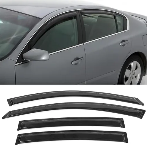 IKON MOTORSPORTS Visera de ventana con cinta/externa, compatible con Nissan Altima 4DR 2007-2012, deflector de ventana de lluvia para automóvil,