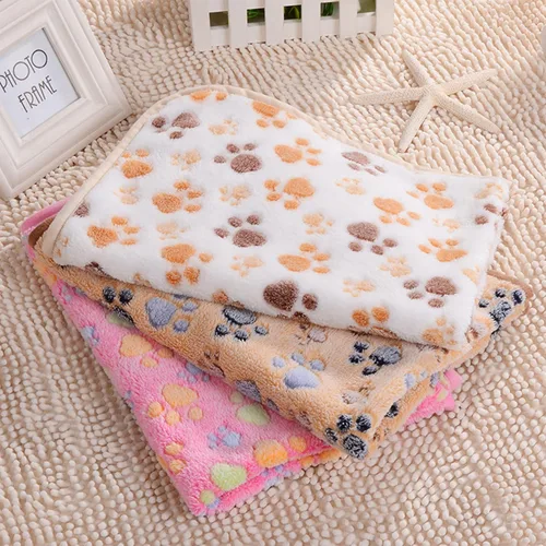 Miniatura 3 de UTTPLL Mantas súper suaves y cálidas de franela de forro polar para mascotas, gatos y perros, linda manta con estampado de patas para mascotas