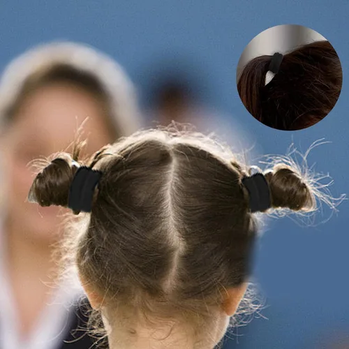 Miniatura 5 de Antye Lazo para el cabello, 100 unidades de ónix negro, algodón suave, sin costuras, elástico para cabello grueso o fino, sin enganches, abolladuras
