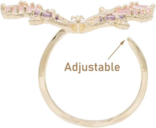 Miniatura 4 de Lavencious Anillo ajustable con diseño de mariposa con circonitas AAA y piedras de color para mujer