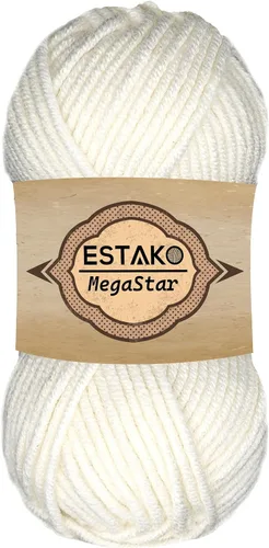 Miniatura 55 de Estako Megastar, 3.52 Oz (100g) de hilo de acrílico 75% y lana 25%, suave, peso grueso voluminoso #5 para crochet y tejer 120 yardas (110m)