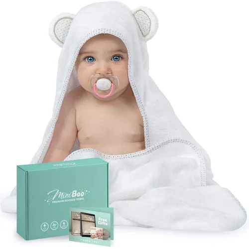 Miniatura 13 de MINIBOO Toallas de bebé con capucha para recién nacidos y niños pequeños - Toallas de baño súper suaves para bebé con capucha, toalla con capucha
