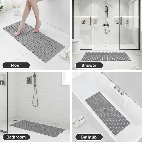 Miniatura 8 de XIYUNTE Tapete de ducha antideslizante para bañera, tapete de baño de PVC de 40 x 16 pulgadas, tapete de ducha antideslizante para ducha