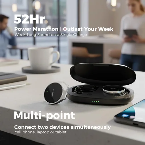 Miniatura 3 de Auriculares Bluetooth 5.4, con cancelación de ruido, auriculares inalámbricos con clip en forma de gota de agua, auriculares deportivos Bluetooth