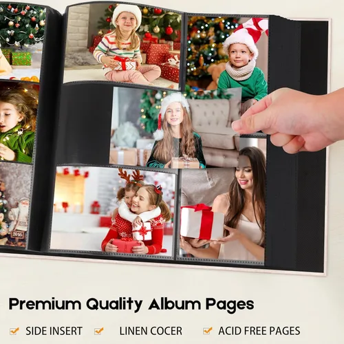 Miniatura 4 de Aevdor Álbum de fotos de 1000 bolsillos de 4 x 6 pulgadas, cubierta de lino de gran capacidad, álbumes de fotos familiares para bodas, con capacidad
