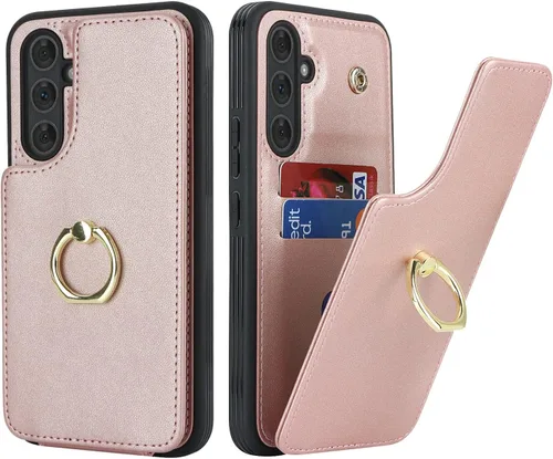 Miniatura 10 de Lipvina Funda para Samsung Galaxy A03s con tarjetero, Galaxy A03s Funda tipo cartera para mujer, tarjetero de crédito, soporte de anillo, fundas