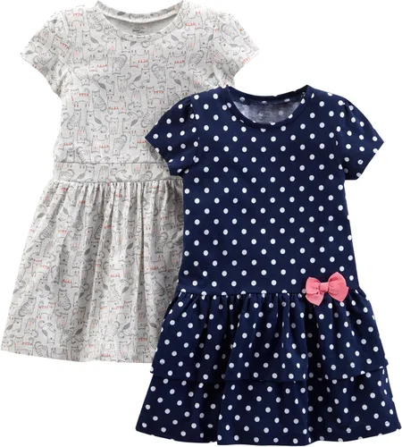 Miniatura 26 de Simple Joys by Carter's - Conjunto de vestido de manga corta y sin mangas para niña, paquete de 2