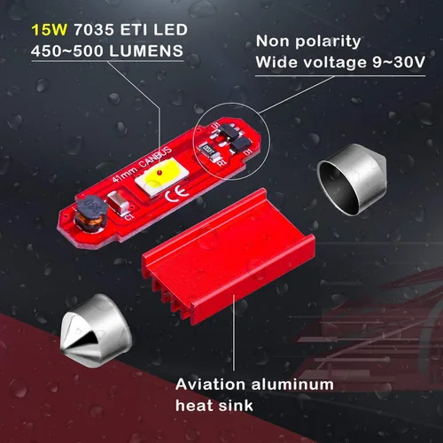 Miniatura 4 de Alla Lighting Bombillas LED súper brillantes DE3022 DE3021, rojas, cúpula, mapa, maletero, paso, luces de cortesía, 31mm 7065 3428 lámparas festón