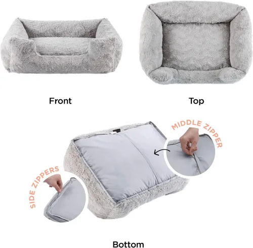 Miniatura 4 de Best Friends by Sheri Lux Lounge Bed - Cama calmante de piel sintética para perro, gris, mediano, 30 x 20 pulgadas