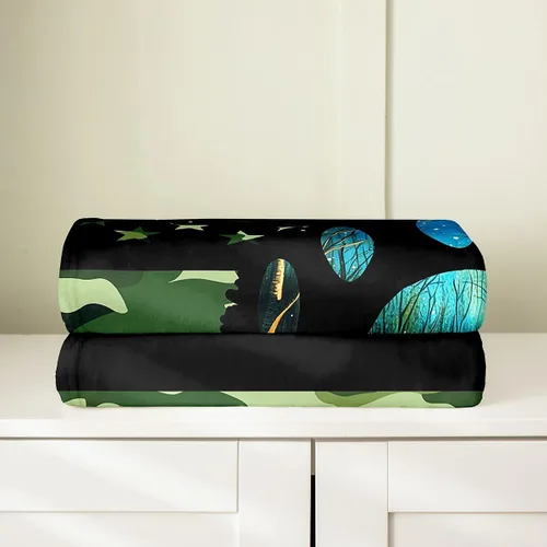 Miniatura 5 de Erosebridal American Flag Blanket 40x50 Army Green Camo Flannel Blanket for Bed Sofa Crib Bear Claw Hunting Theme Bedroom Decor Camoflage Camping