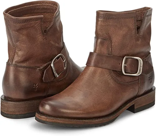 Miniatura 6 de Frye Veronica Botines para mujer hechos de cuero cepillado de grano completo con herrajes de metal antiguo e impermeables, construcción de ribete