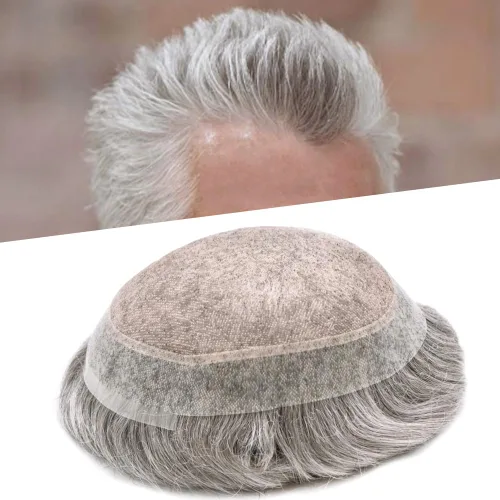 Miniatura 65 de Tupé para hombres, piezas de cabello humano real, sistema de unidades de cabello natural, línea capilar natural, pieza de repuesto para hombres