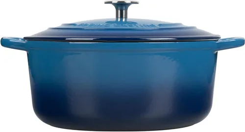 Miniatura 7 de EDGING CASTING Olla holandesa de hierro fundido esmaltado con tapa para cocinar, hornear pan, horno de pan, 5.5 cuartos, azul lago