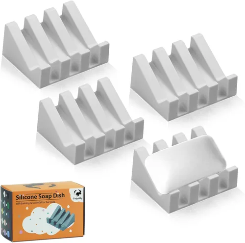 Miniatura 52 de Jabonera Autodrenante con Soporte, Jabonera de Silicona, para Baño, Cocina, Esponjas, Puede Extender la Vida del Jabón, Mantiene las Barras de Jabón