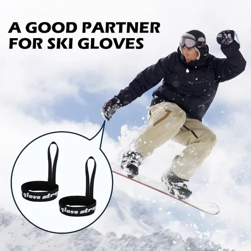 Miniatura 7 de RunNico 4 correas de seguridad para guantes deportivos Soporte elástico para guantes de esquí Guantes de esquí esposas para colgar guantes, ideal
