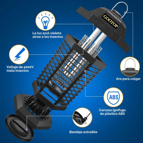 Miniatura 4 de GOOTOP Extractor de Insectos para Exteriores, Extractor de Mosquitos, Enchufe de 3 Puntas Eléctrico Matamoscas, Mata Mosquitos, Trampas para Moscas
