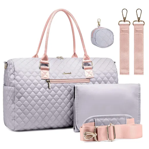 Miniatura 15 de LOVEVOOK - Bolso de pañales con estuche para chupete y cambiador, bolso grande de maternidad para hospital y viajes de fin de semana, bolso