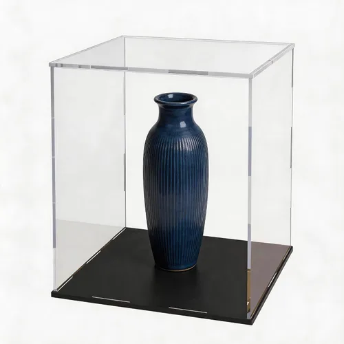 Miniatura 30 de Estuche acrílico de 8 pulgadas para exhibición, caja de acrílico transparente para coleccionables, funda de vidrio alternativo con soporte negro