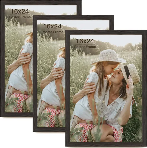 Miniatura 29 de Momentworth Portarretratos de 4 x 6 pulgadas con paspartú para 3.5 x 5 pulgadas, marcos de fotos con grano de madera negra envejecida para pared
