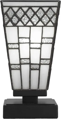 Miniatura 23 de Toltec Lighting Luna Accent - Lámpara de mesa, acabado grafito, cristal cuadrado de burbujas ahumadas de 3.5 pulgadas