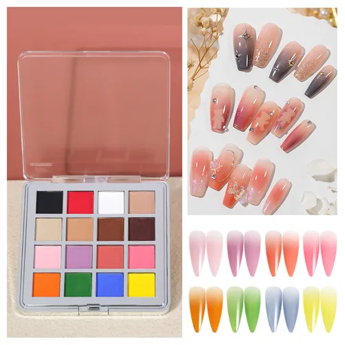 Miniatura 7 de Juego de polvos de pigmentos de uñas de 16 colores para crear un impresionante arte de uñas degradado con tonos brillantes, accesorios perfectos