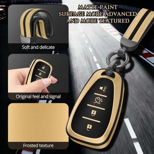 Miniatura 3 de Para accesorios de funda de llavero Chevy, material de TPU mate, con un bonito llavero de cuero, para Equinox Malibu Camaro Cruze Blazer Traverse