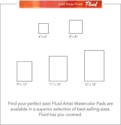 Miniatura 6 de Fluid Artist - Bloc de acuarela para acuarela, 140 libras (300 GSM) para pintura de acuarela y medios húmedos, plegable, 8 x 8 pulgadas, 20 hojas
