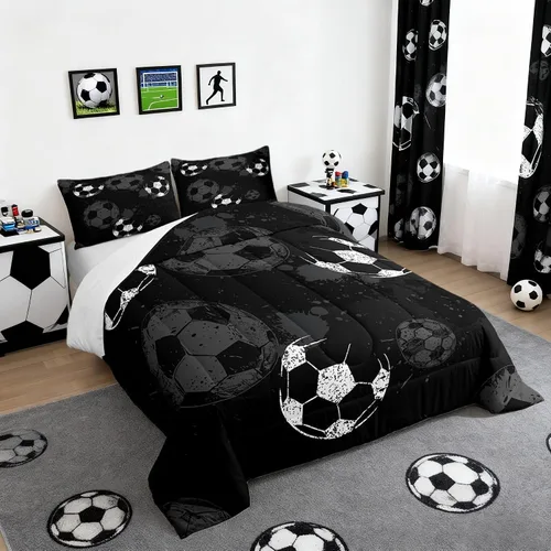 Miniatura 44 de Castle Fairy Juego de edredón con bandera a cuadros en blanco y negro para niños, niñas, mujeres y adultos, edredón con temática de carreras, juego