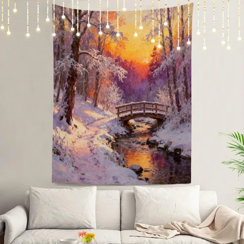 Miniatura 72 de Shrahala Tapiz de pared con paisaje de lago de otoño, bosque amarillo, para colgar en la pared, tapiz grande, decoración de fibra de poliéster