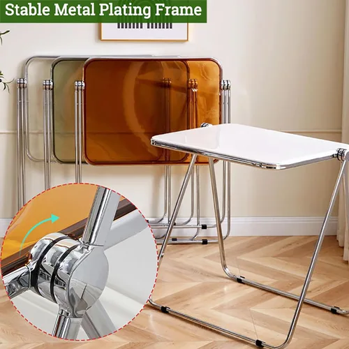 Miniatura 7 de HM&DX Juego de mesas y sillas plegables, mesa y taburete de acrílico para TV, escritorio pequeño y moderno, mesas auxiliares plegables para sala