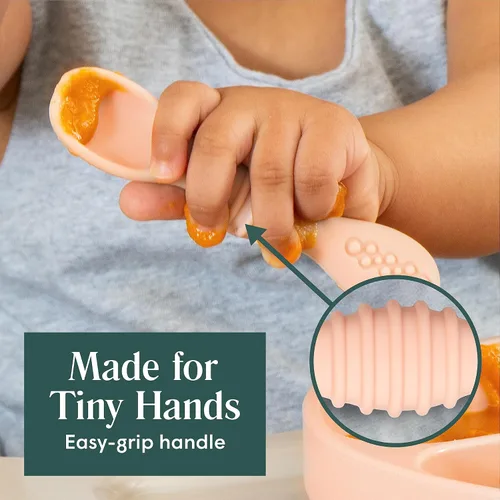 Miniatura 4 de Simka Rose Cucharas de silicona para bebés de alimentación autónoma (paquete de 6) - Cucharas infantiles de primera etapa para bebés y niños