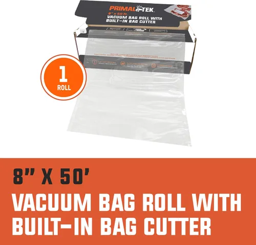 Miniatura 2 de Rollo de bolsa de vacío de 8 pulgadas x 50 pies con cortador de bolsas integrado, fácil de usar para conservación de alimentos, apto